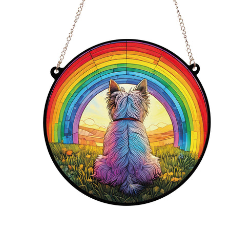 West Highland Terrier Rainbow Bridge Stained Glass Effect Suncatcher